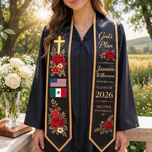 Personalized Graduation Stole 2026, God’s Plan Custom Name Sash, Faith Graduation Stole