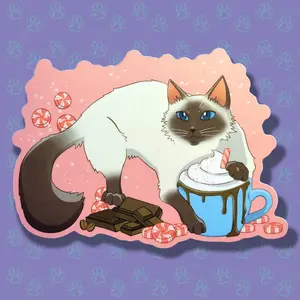 Pawpurrmint Meowcha Cat-Cute-Matte Peppermint Mocha Coffee Sticker |Cat Sticker Matte| 4" x 3"