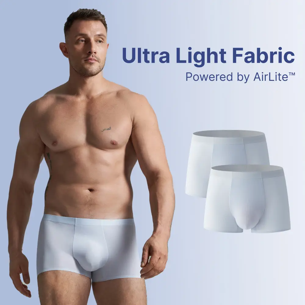 TexTale Airy Trunk - 2 pack Sweat-Wicking Zero-Feel Softness Stretch - Gym Plus Sizes Light Silky Touch High-Quality Skin-Friendly Underwear Menswear