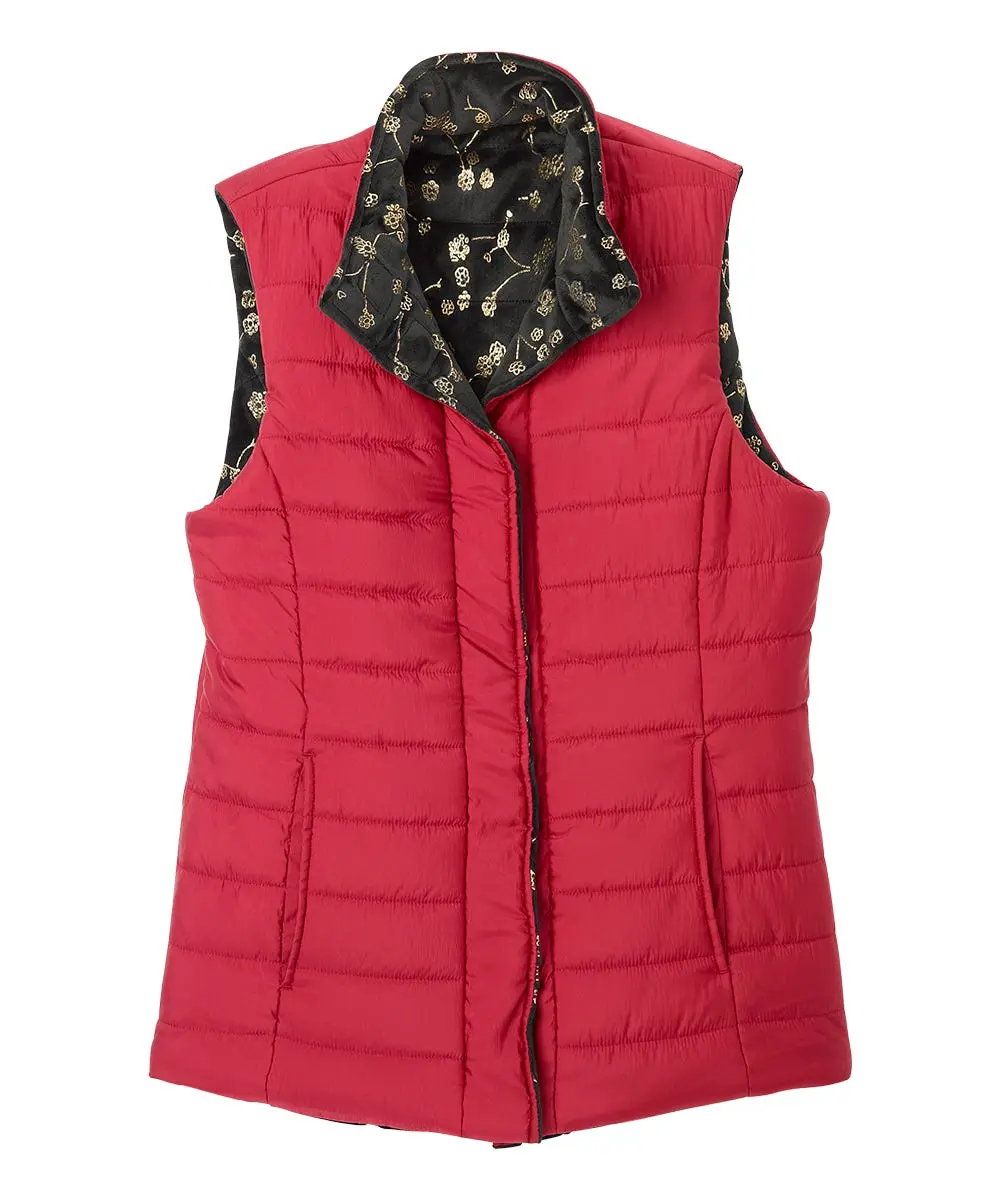 Women's Casual Comfy Reversible Magnetic Snap-Front Puffer Vest - Stylish Top for Daily Wear, Casual Comfy Vest