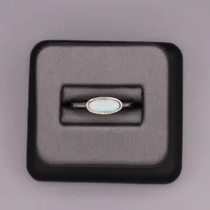 Sterling Silver Stone Ring - Skinny Opal