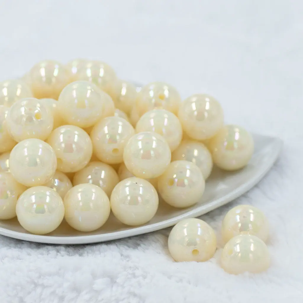 20mm Cream AB Solid Chunky Bubblegum Beads
