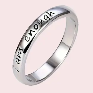 Stainless Steel Ring Engraved With The Saying "I Am Enough" - Inspirational Jewelry For Men And Women, Gifts For Loved Ones, Everyday Fashion