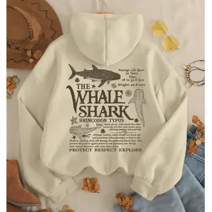 Whale Shark Ocean Hoodie – Aesthetic Beachy Pullover, Casual Oversized Coastal Shirt for Women, Soft Summer Vibes