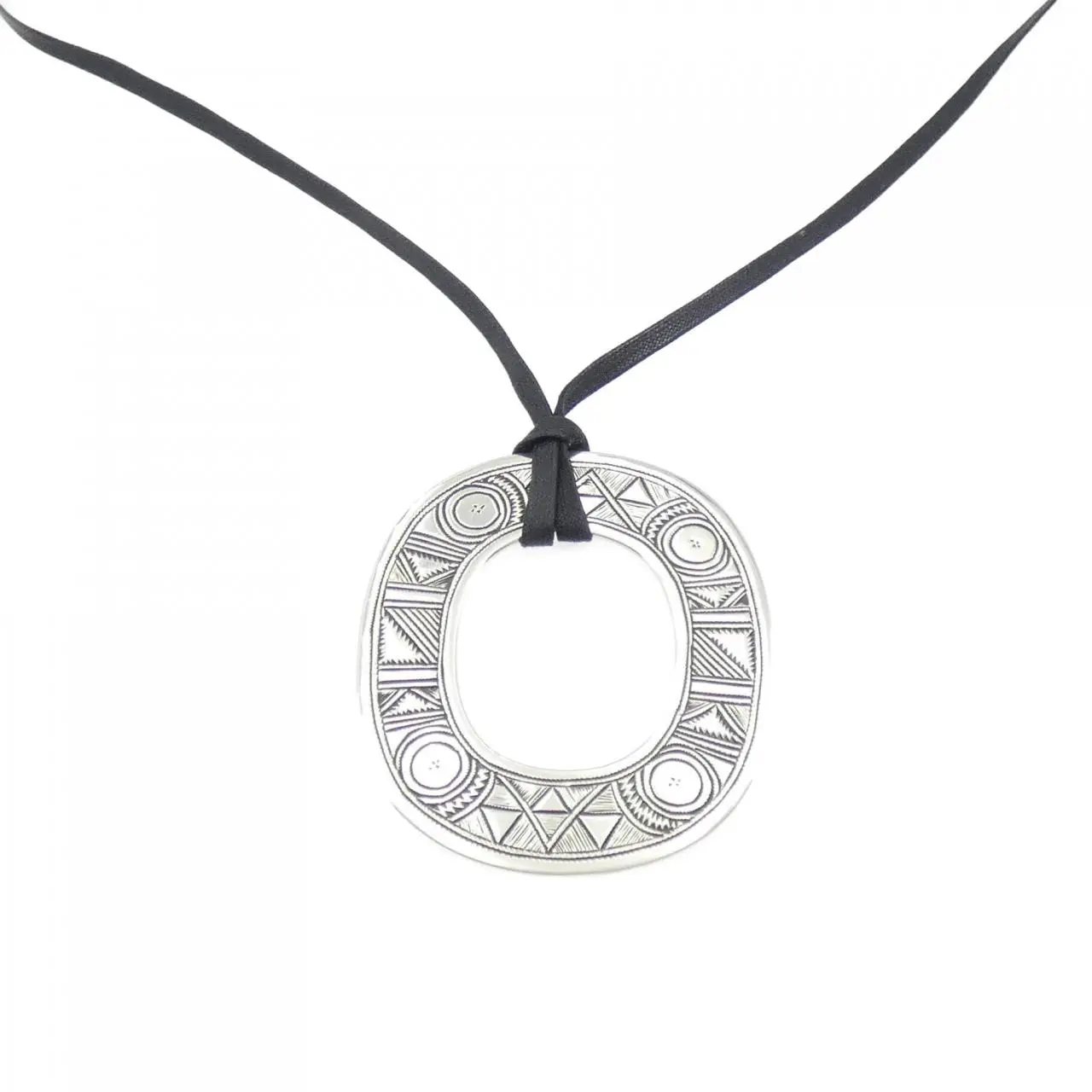 Pre-owned HERMÈS Sterling Silver 925 (Ag925) Small Leather Goods Hermes Touareg 925 Silver Necklace