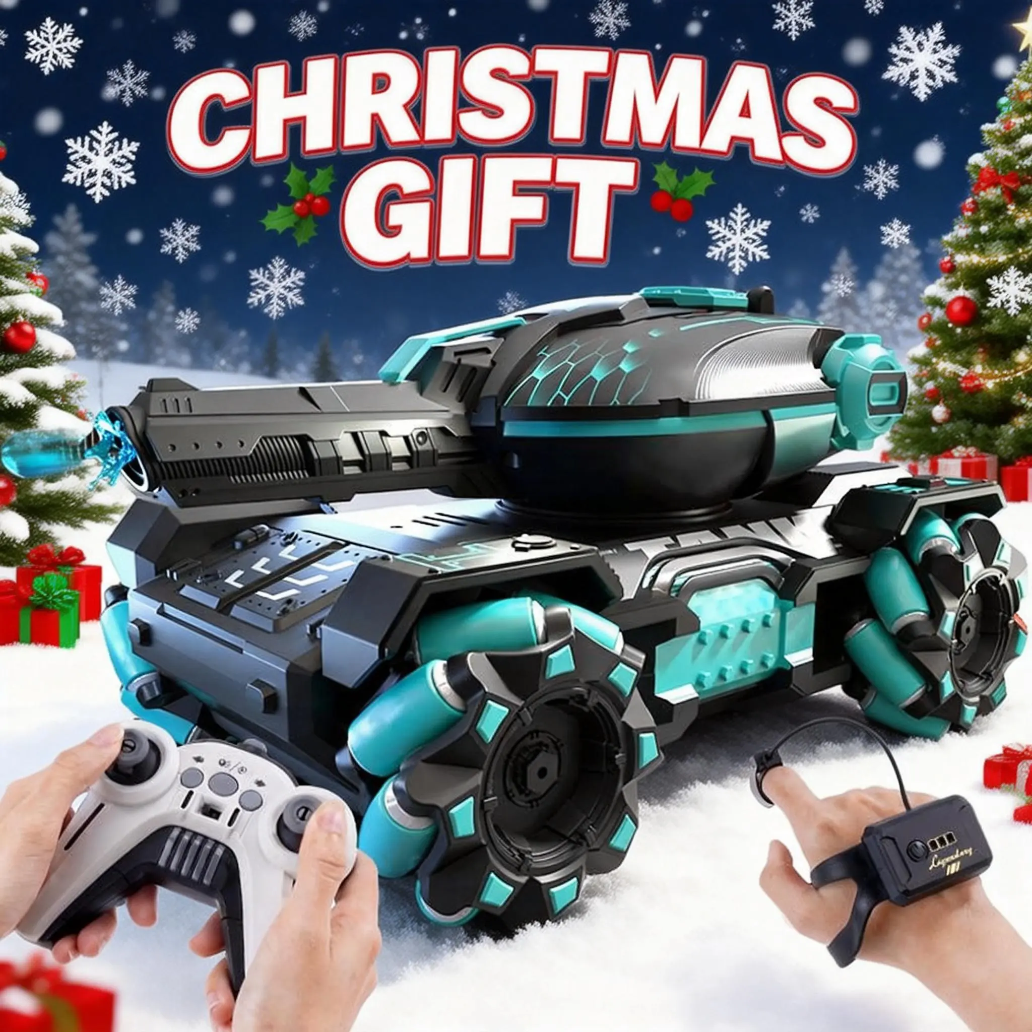 Christmas Gesture-Control RC Tank Toy Car with Watch Control, 360° Spin & Drift Stunts, LED Lights, Music & Safe Water Bullets – Perfect Holiday Gift for Boys & Girls
