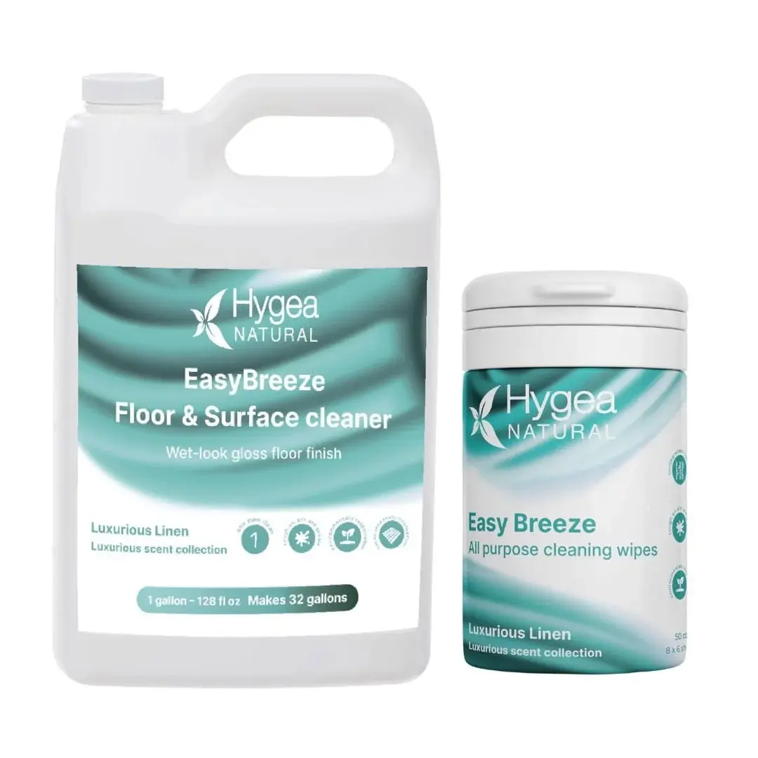 Hygea Natural HNC-09 Easy Breeze All-Purpose Cleaning Kit Set - Luxurious Linen Scent, Kitchen Cleaning Supplies, Grease Cutters, Water-Safe Floor Cleaners, Easy to Clean Household Cleaner