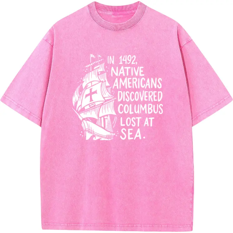 Men's Vintage Columbus Graphic Knitted Short-Sleeve Round Neck T-Shirt - Menswear Clothes, 1492 Historic Spanish Ships B&W Retro Print, Unisex Comfy Classic Casual Streetwear, All-Season Fit, Ideal for Columbus Day Events