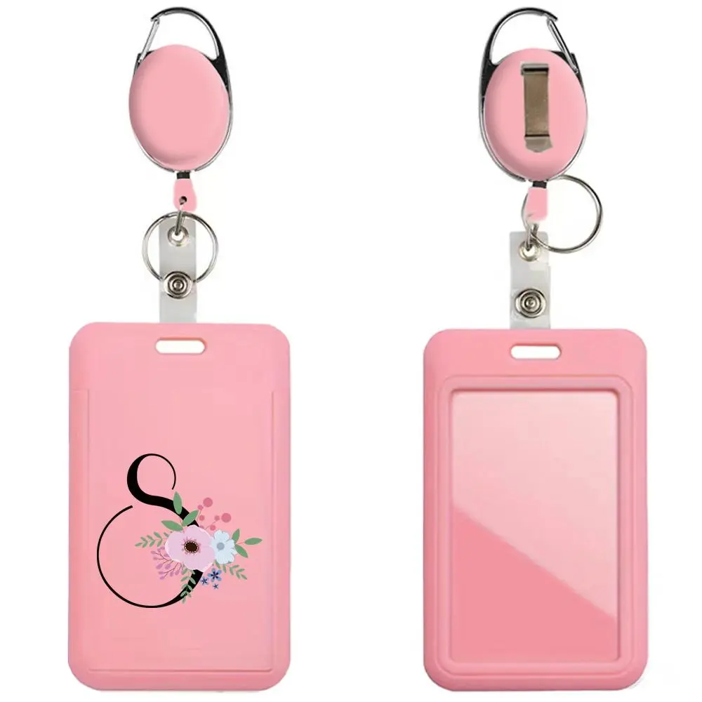 Floral & Letter Pattern ID Badge Holder with Retractable Reel, Nurse Badge Reel, Nursing Badge Reel, Medical Badge Holder, 1 Count Slim Vertical Design Badge Holder, Id Badge Holders Retractable, Identification Badges & Supplies