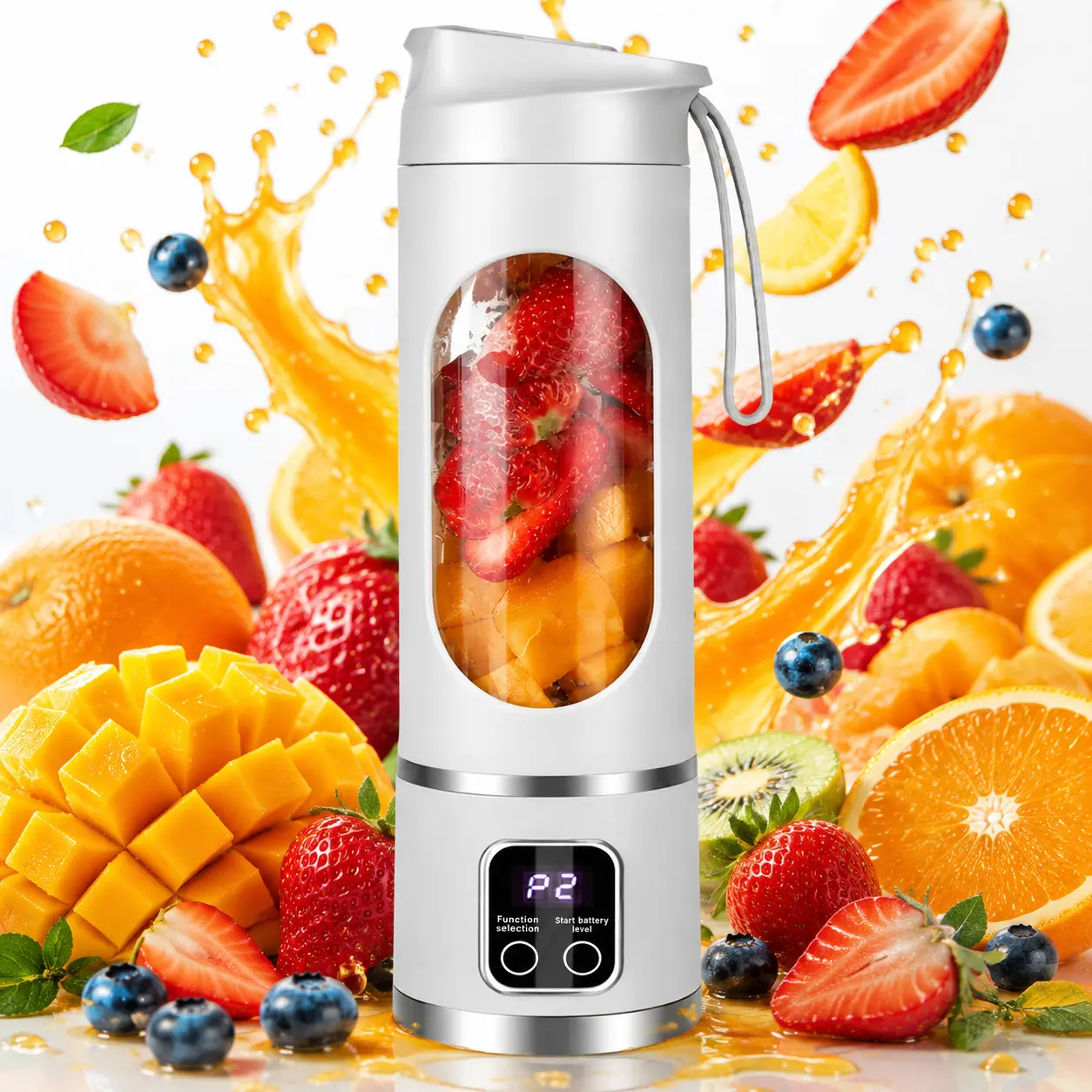 3-in-1 Handheld Mini Blender Machine, USB Rechargeable Compact Kitchen Supplies - Leak-Proof Smart Blender for Smoothies, Shakes, Baby Food, Lemon Juicer - Ideal for Travel, Gym Use