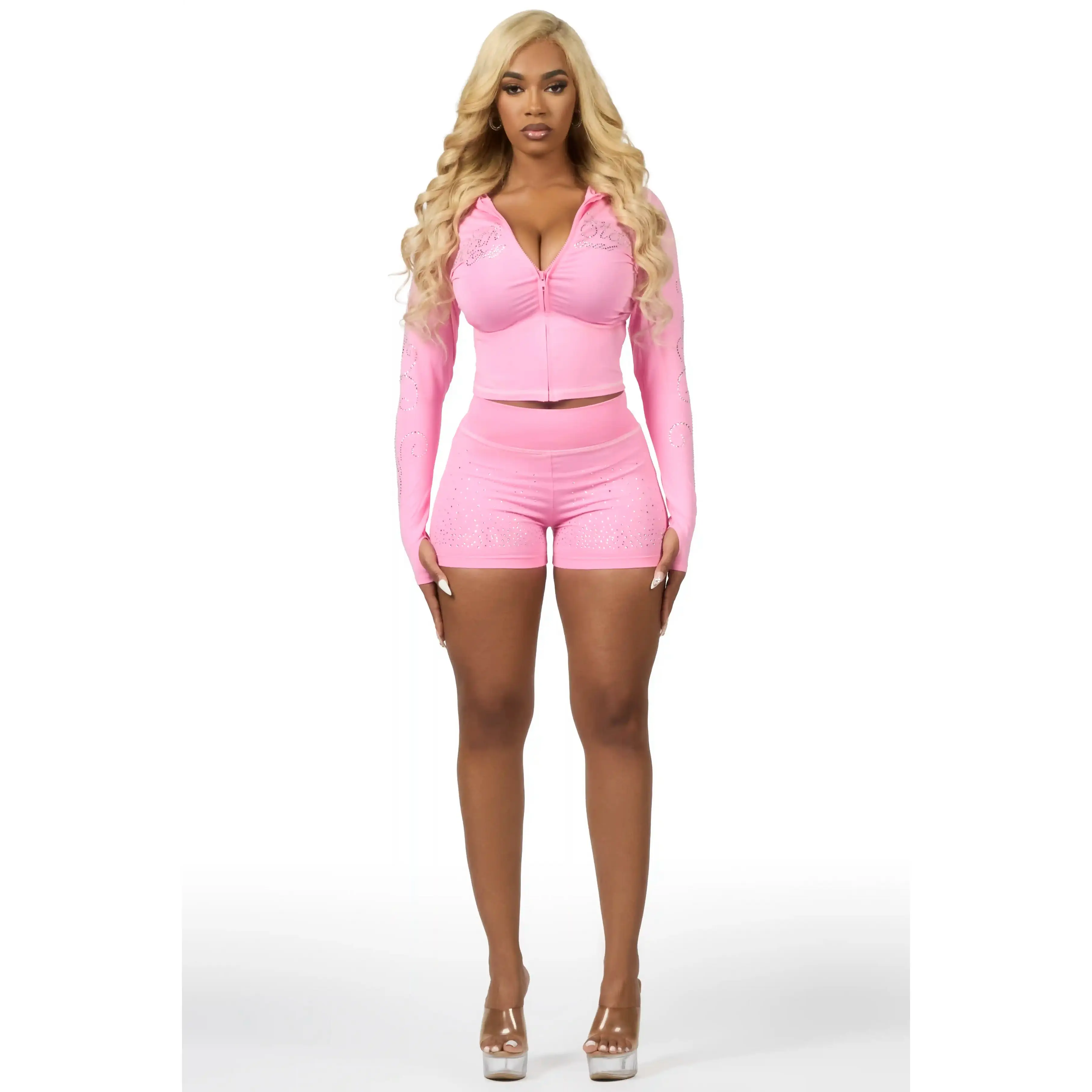 Joella Pink Rhinestone Short Set
