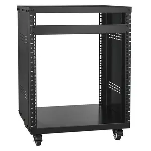 VEVOR 12U AV Rack Stand,  300 lbs Capacity, Network Stereo Recording Studio Rack with Lockable Caster Wheels Round & Square Holes, Special Vents for 19" Audio Video Musical & IT Equipment Mounting