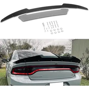 V2 Rear Wickerbill Spoiler Fits for Dodge Charger 2015-2023 SRT ScatPack Hellcat, Add-on Type 2-Piece Rear Wicker Bill Spoiler Car Accessories