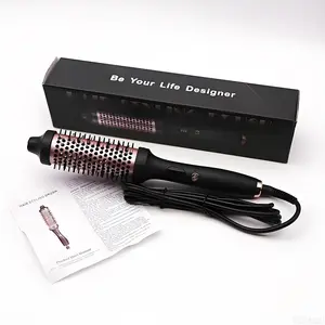 Professional 3-in-1 Ionic Ceramic Hair Curler/Straightener – Heated Styling Brush with Anti-Scald Nylon Bristles, 38mm, Fast Heating   for Salon-Quality Results. Electric Curl Wand for All Hair Types, Ideal as a Curling Iron Alternative.