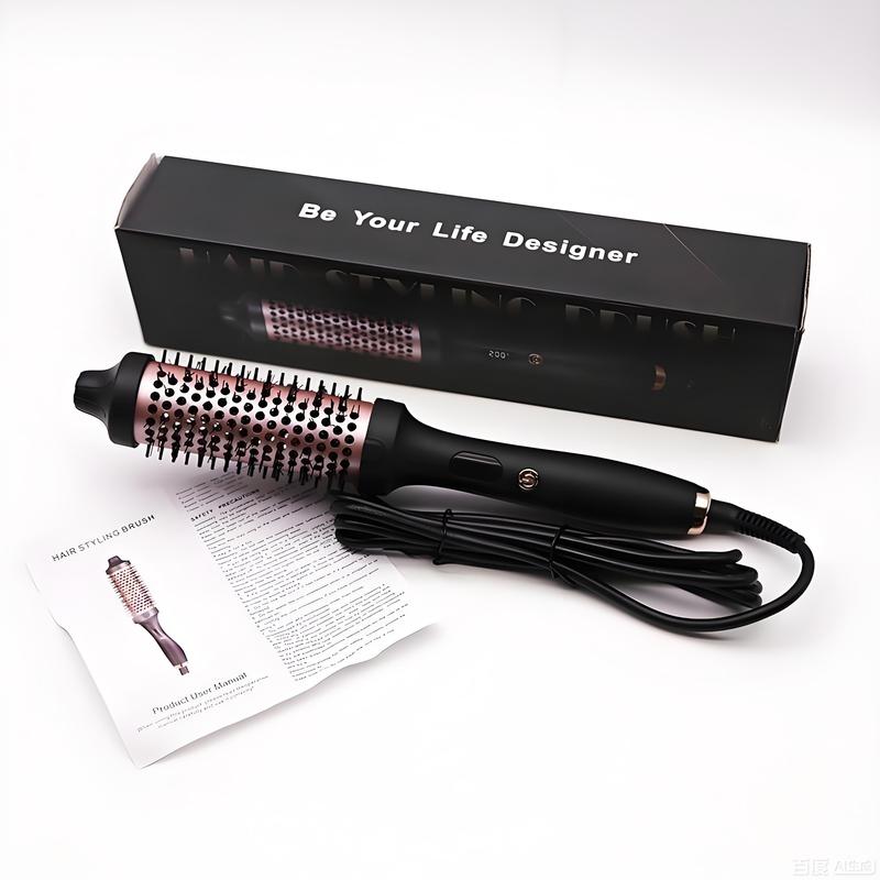 Professional 3-in-1 Ionic Ceramic Hair Curler/Straightener – Heated Styling Brush with Anti-Scald Nylon Bristles, 38mm, Fast Heating   for Salon-Quality Results. Electric Curl Wand for All Hair Types, Ideal as a Curling Iron Alternative.
