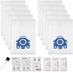 10 Packs 3D Airclean Bags Replacement for Miele GN Vacuum Cleaner Bags Fit for Miele Classic C2 C3 S2 S5 S8 S400 Series with  Protection Filters, AirClean Filters