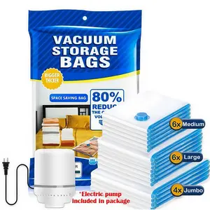 Vacuum Storage Bags with Electric Pump, Multi Size Space Saver Bags for Clothes, Comforters & Blankets, Compression Storage Bags with Airtight Seal, Reusable Travel Packing Bags