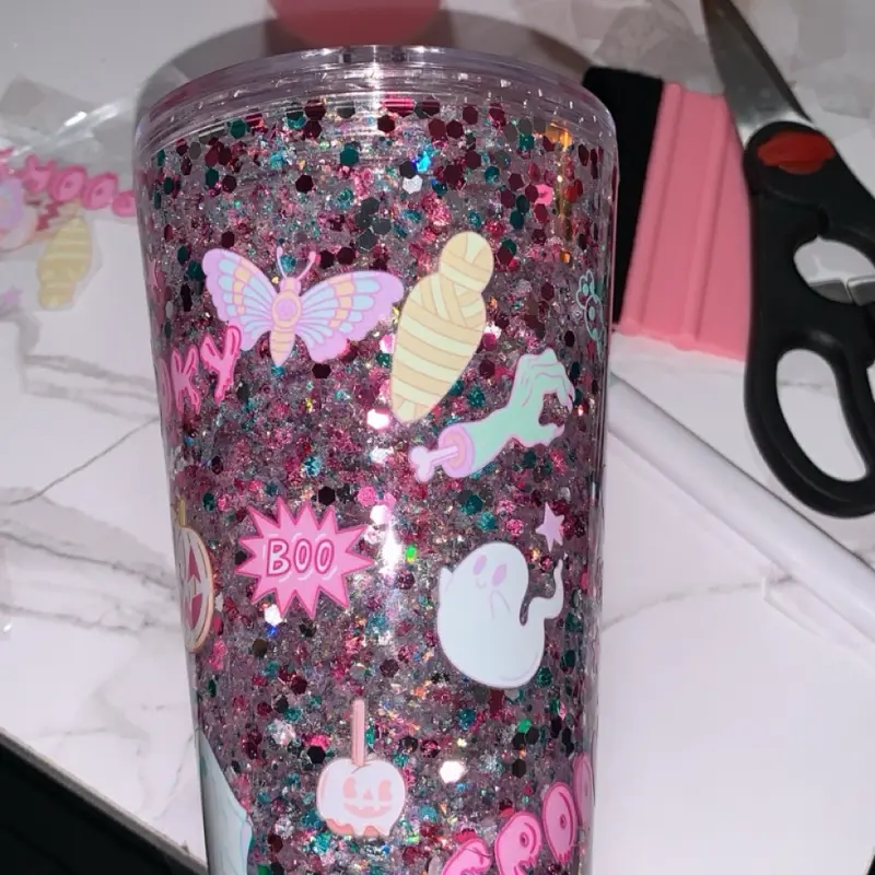 CUSTOMIZED!!! (I do not sell individual cups) 16 Oz Snowglobe Tumbler!!