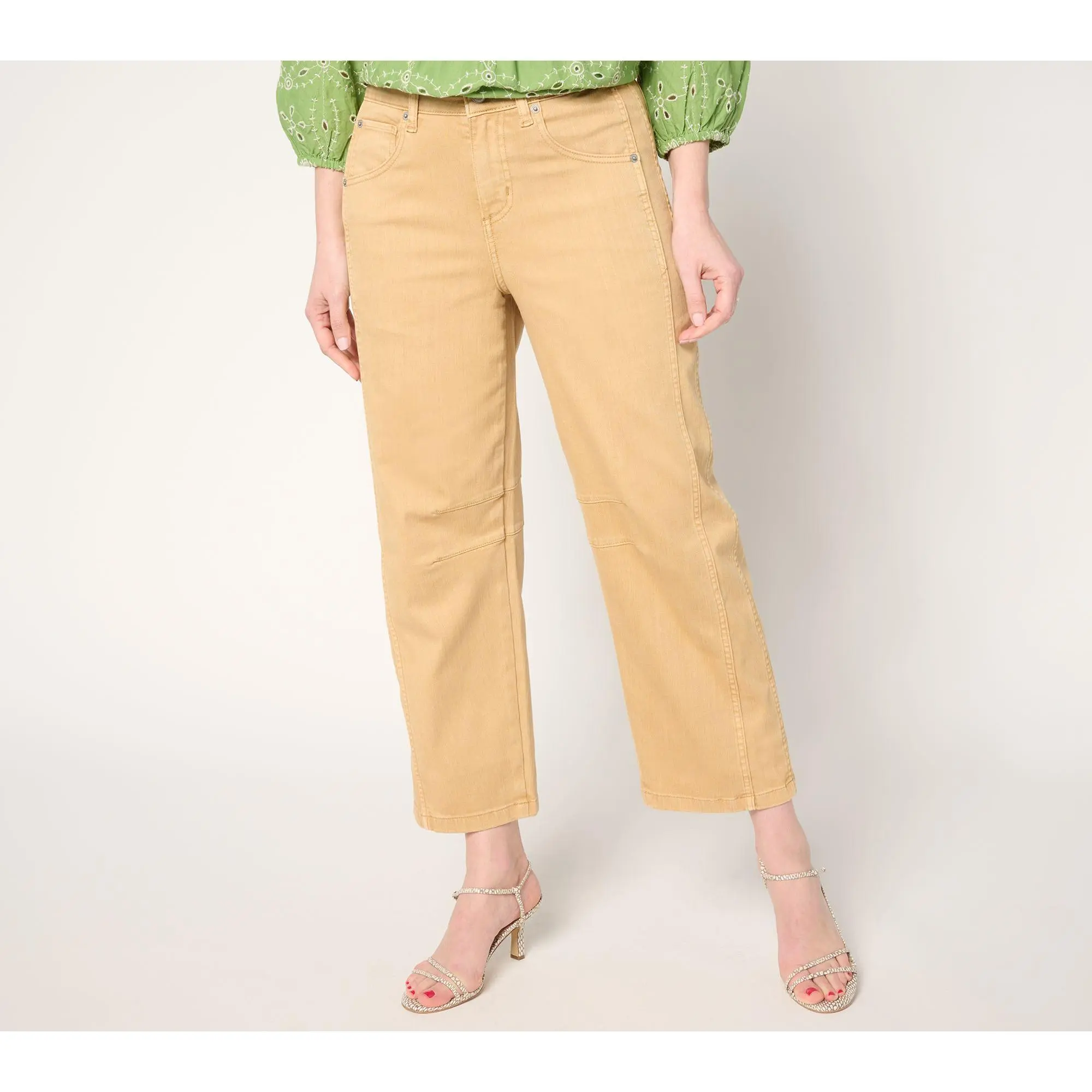 LOGO by Lori Goldstein Petite Ankle Jean with Knee Darts