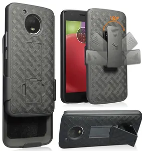 Case with Clip for Moto E4 Plus, Nakedcellphone Black Kickstand Cover + Belt Hip Holster for Motorola Moto E4+ (XT1774/XT1770/XT1771/XT1773/XT1775)