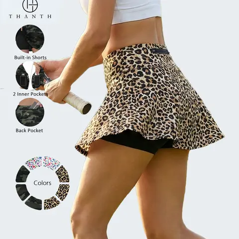Women's High-Waisted Tennis Skort with Built-In Shorts and 3 Pockets