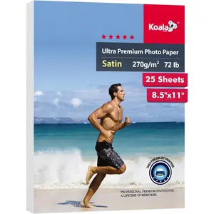 Ultra Premium Photo Paper 8.5X11 In Satin Photo Printer Paper for Inkjet Printer Water-Resistant Semi Gloss 25 Sheets 72lb