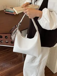 Vintage Commuter Style Caramel Soft Leather Hobo Bag, Silk Scarf Decoration, Large Capacity Shoulder Bag, Elegant Women's Backpack, Casual Fashion Bag