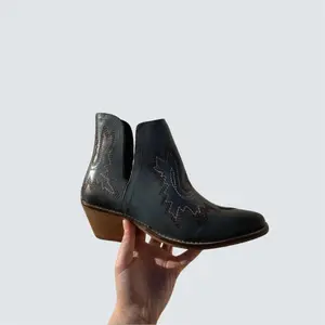 Naughty Monkey Women's Western Ankle Bootie Footwear - Elegant Cowboy Chic Shoe, All-Seasons Round Toe Walking Shoes with Decorative Design for Business Use
