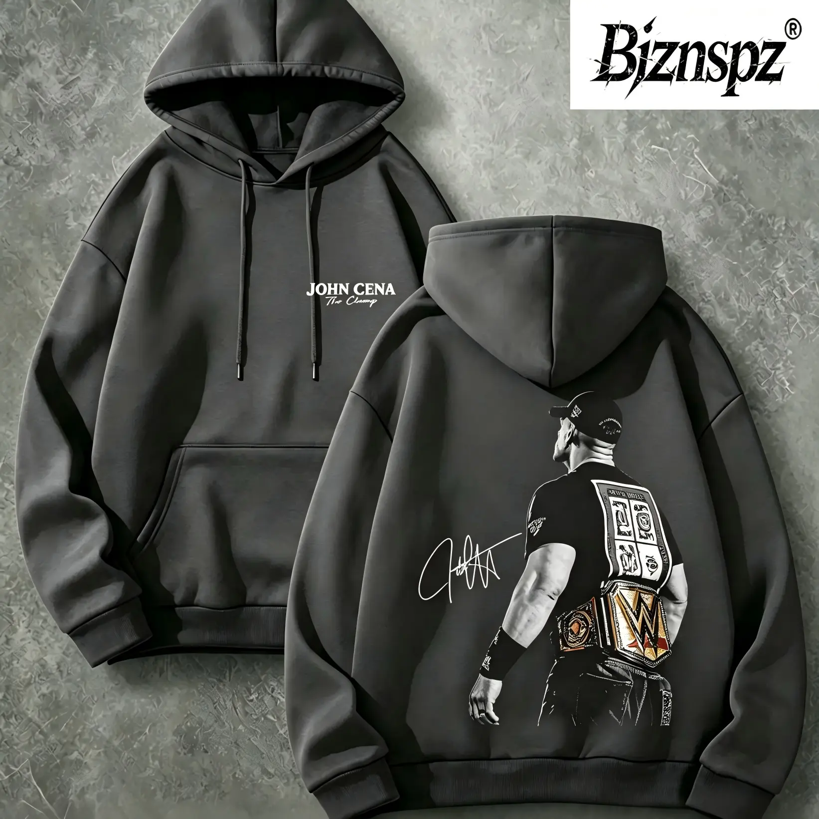 Biznspz Heavyweight Oversized Graphic Hoodie  WWE Wrestling Streetwear Pullover,JOHN CENA THE CHAMP HOODIE, WWE Fans Hoodie, John Cena WWE Hoodie, Unisex Graphic For WWE Fans Clothing, WWE Hoodie, Menswear Cotton CLothes