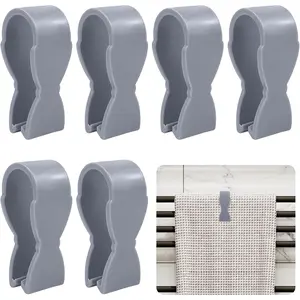 6 Pcs Kitchen Towel Clips, U-Shape Towel Clip with Strong Clamping Force for Kitchen, Oven Handle, Bathroom Towel Rack, Dishwasher and Stove to Trevent Towels from Falling Off, Grey