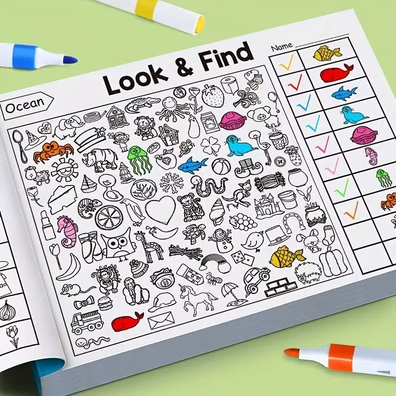 Engaging Hidden Object Book for Children, Explore And Discover Activity Book Featuring Visual Search Challenges - Interactive Focus Games, Cognitive Educational Activities, School Supplies, Easter And Christmas Presents, Gift Idea