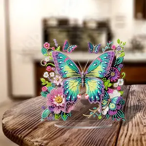 2D Flat Diamond Painting Butterfly Ornament, DIY Unique Irregular Diamond Design, Home Decor, Perfect for Wall Art & Room Decoration, Diamond Painting Kit