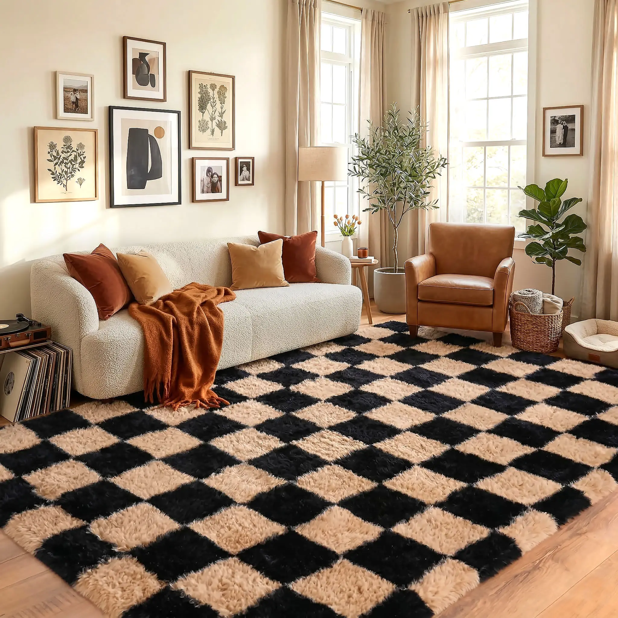 Rug For Bedroom Fluffy Shaggy Area Rug Super Soft Cozy Rug, Upgraded Non-Slip Carpet For Bedroom Decor, Room Decor, Rugs For Living Room,Decorative Room Accessories Modern Indoor Rugs for Living Room
