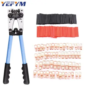 YEFYM Battery Cable Lug Crimping Tool Kit, Crimping Pliers with Wire Lugs & Heat Shrink Tubing, Professional Hand Tool Kit Set for AWG 10-0 Electrical Lug Crimper, Hardware, Industrial