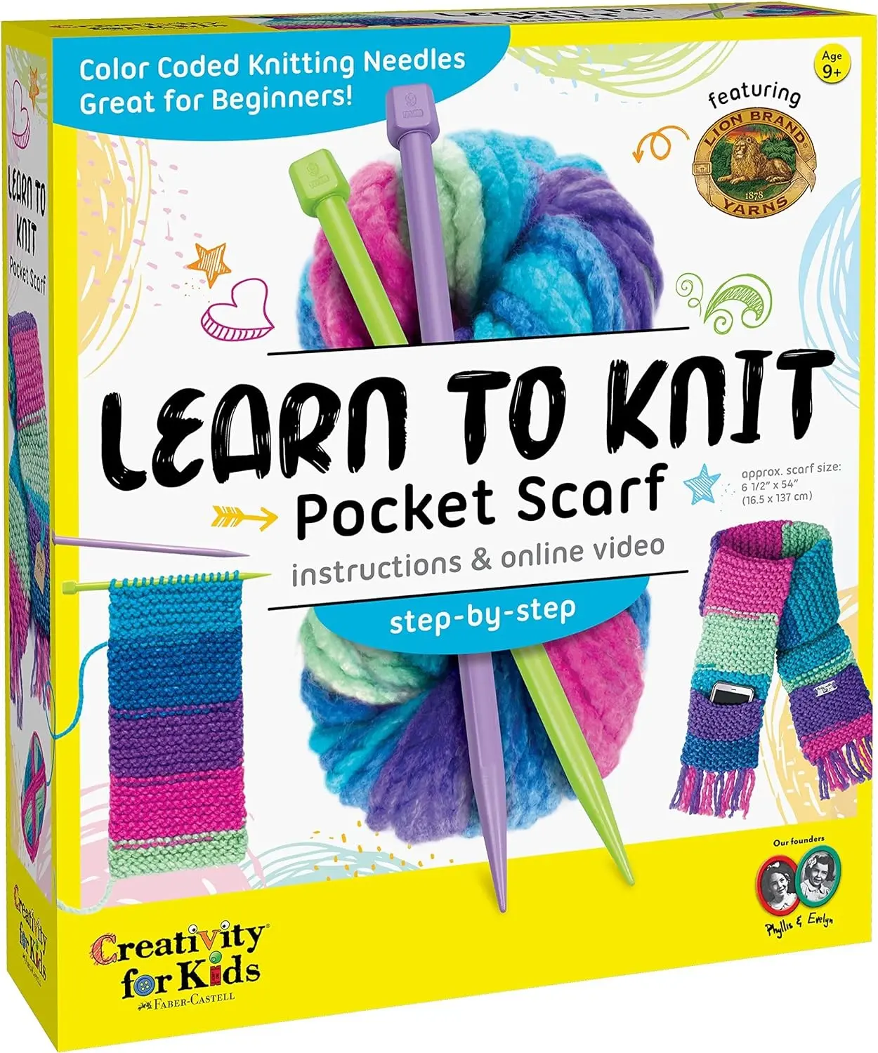 Creativity for Kids Learn to Knit Pocket Scarf - DIY Knitting Kit for Beginners, Kids Craft Kit Gift