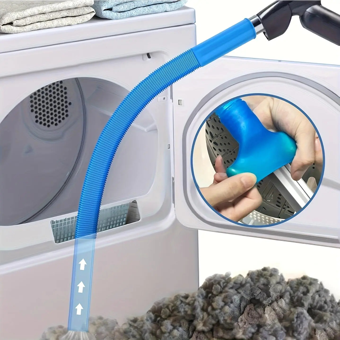 Dryer Vent Cleaner Hose, Flexible Thorough Lint Removal Vacuum Hose Attachment, Elastic Connector, Vacuum Compatibility, Fits Most Vacuums, Ideal for Laundry Vent Cleaning, Access to Tight Spaces