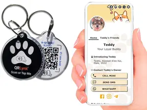 Pet ID Tag with NFC, Tap or Scan QR Code, direct link to Custom Pet Profile, Dog and Cat Tags, Smart Pet ID Lightweight & Waterproof (Black)