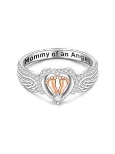 Creative Baby Mom Angel Engraved Ring, Fashion Angel Wings, Perfect Daily Wear Accessory, Ideal Holiday Gift