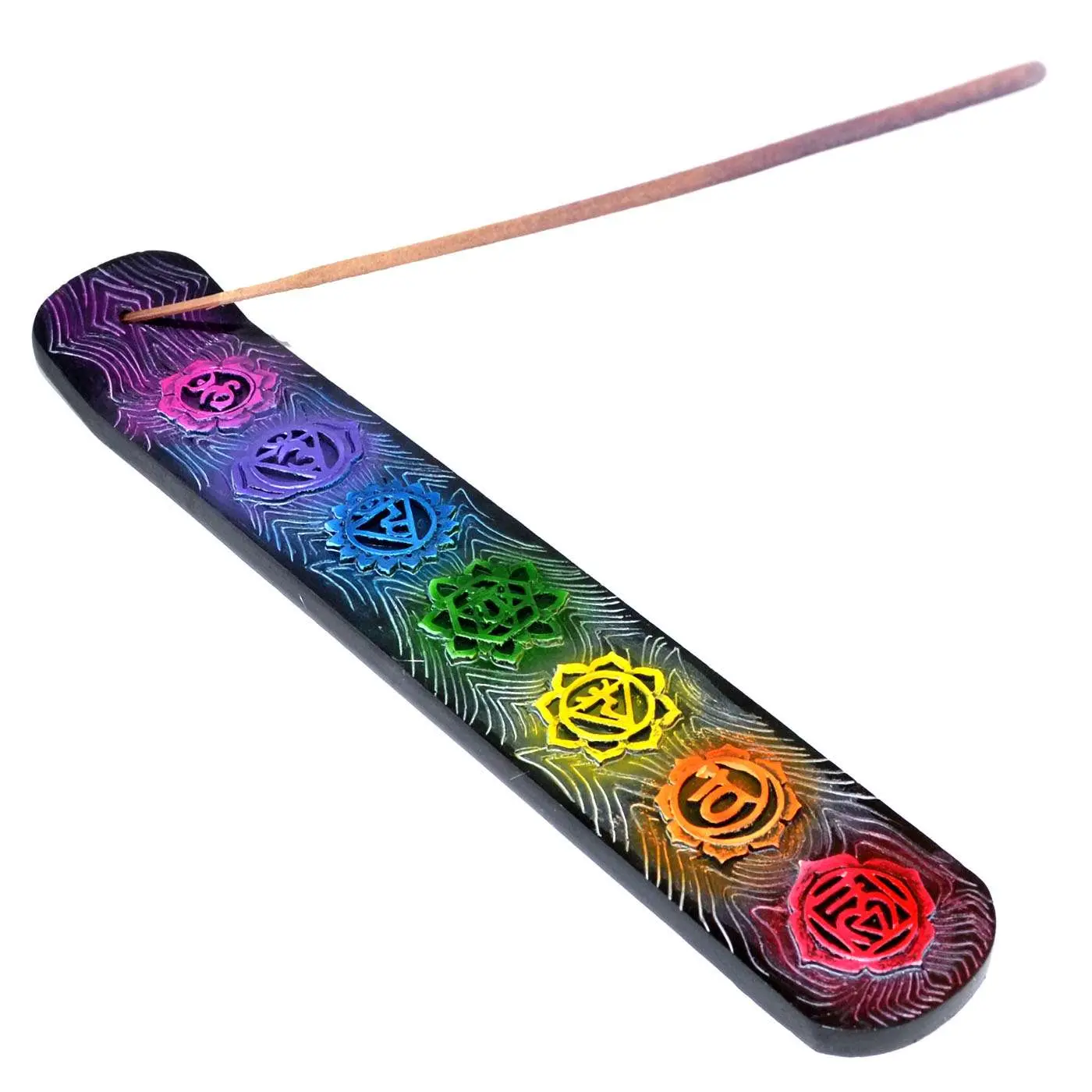 Seven Chakra Incense Burner 9.75 Inch — Stick Holder for Altar Work
