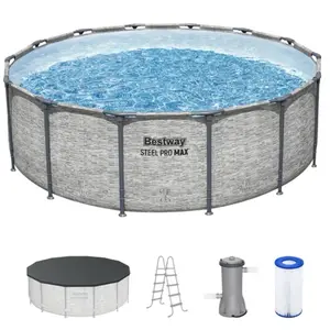 Bestway Steel Pro MAX Round Above Ground Swimming Pool with Pump & Cover