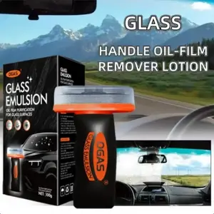 Car Glass Oil Film Cleaning Brush, Handle Front Windshield Rearview Mirror Side Window Clean, Stain Removal Polish Agent, Water Spot Shine Cleaner, Auto Detailing Supplies