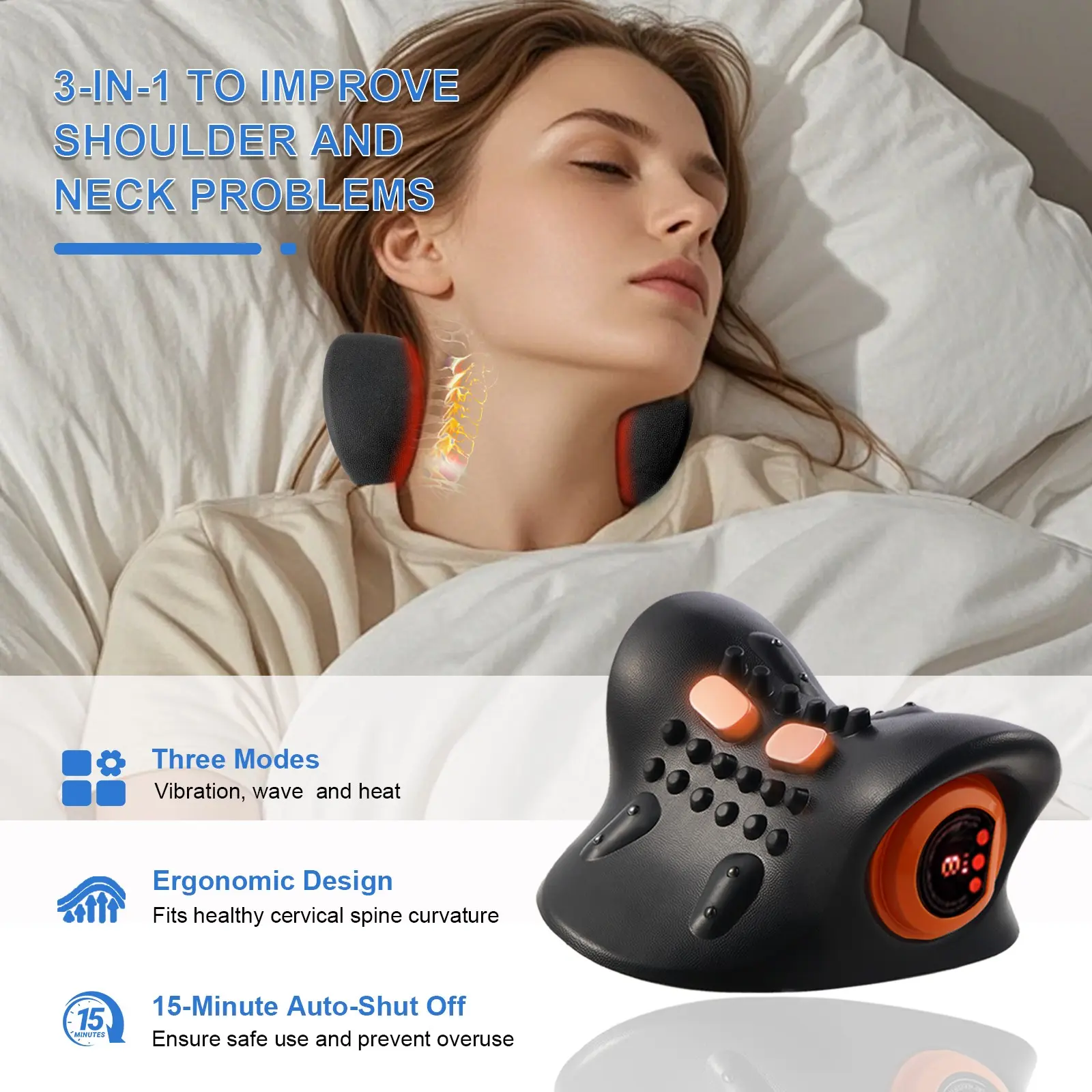 neck massager with heat and vibration Face & Neck Massager 7 Color LED, Heat & Vibration in Black by PremierLash