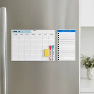 Magnetic Refrigerator Dry Erase Board - Strong Adsorption Reusable Message Board for Meal Plans Reminders Kitchen & Office Command Center