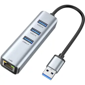 USB 3.0 to Ethernet Adapter, 3-Port USB 3.0 Hub with RJ45 10/100/1000 Gigabit Ethernet Adapter Support Windows 10,8.1, OS, Surface Pro,Linux,Chromebook and More