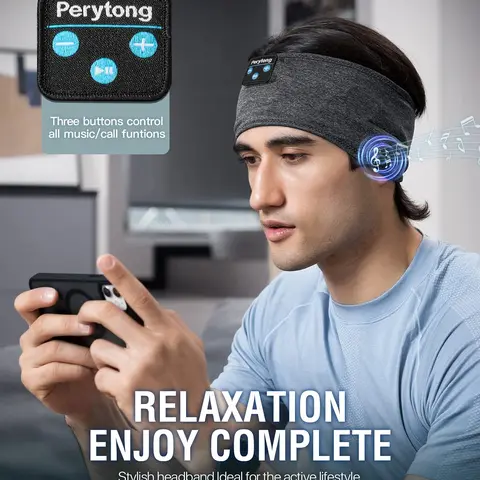 Wireless Sleep Headband Headphones - Noise Cancelling, Ultra-Thin HD Stereo Speakers, Breathable Unisex Bluetooth 5.2 Wireless Headset, 10+ Hours Music Per Charge, Hands-Free Mic for Calls, Sleeping