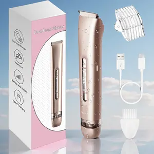 2 in 1 Women's Electric Razor Shaver Pubic Hair Trimmer Bikini Trimmer, Waterproof Wet Dry Use Bikini Shaver for Ladies Pubic, Legs, Face, Underarms