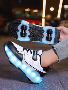 Outdoor Sports Youth Cool Retractable LED Glowing Walking Shoes, Unisex Trendy Fashion Night Party Outdoor Fun Skate Shoes