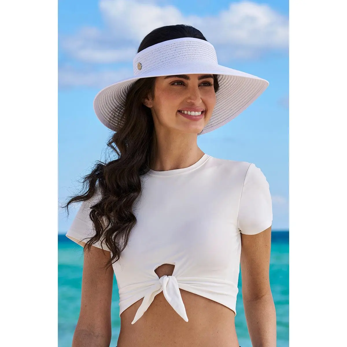 Rolled | Women's Coolibar Packable Braid Visor | White