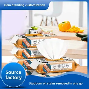 Heavy Duty Kitchen Cleaning Wipes, Grease Removal, Disposable, Thickened, 60 Sheets Large Pack
