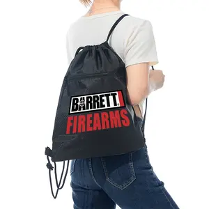 Barrett Firearms Logo Print Tactical Drawstring Backpack Bag for Outdoor Sports Hiking Travel Gym Use  Durable Lightweight Storage Sack for Firearms Enthusiasts and Collectors  Perfect Gift Idea for Fathers Day  Chris